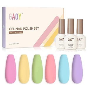 lot 9413 image: GAOY Pastel Gel Nail Polish Set of 6 Colors Pink Green Blue Gel Polish Kit for Salon Gel Manicure and Nail Art DIY at Home, Gift for Women