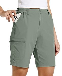 lot 9451 image: Willit Womens 10 Hiking Cargo Shorts Stretch Golf Active Long Shorts Quick Dry Outdoor Summer Shorts Sage Green L