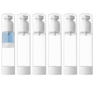 lot 9474 image: LONGWAY 3.4 Oz 100ml Clear Airless Cosmetic Cream Pump Bottle Travel Size Dispenser Refillable ContainersFoundation Travel Pump Bottle for Shampoo (Pack of 6)
