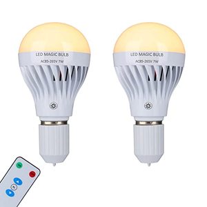 lot 9481 image: BSOD Rechargeable Light Bulbs, LED Magic Bulb with Remote Controller Warm White Emergency Lamp Without Electricity Battery Operated Light Bulb E26 for Home Indoor Lighting (Warm White 2 Pack)