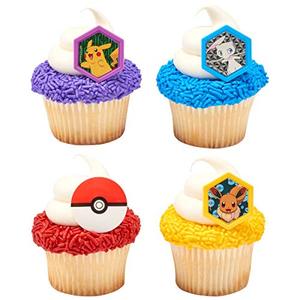 lot 9485 image: DecoPac 24 Pokemon Pikachu Pokeball Cupcake Rings Toppers