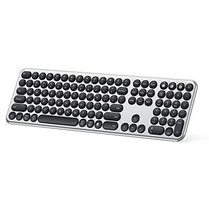 lot 9490 image: ZYTUA Multi-Device Bluetooth Keyboard, Dual Mode (Bluetooth & 2.4GHz) Full Size Rechargeable Wireless Keyboard with Round Keys, Support 3 Devices for WindowsiOSMac OSAndroid