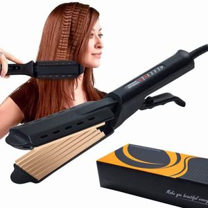 lot 9491 image: Crimper Hair Iron for 2 Volumizing Fluffy Hairstyle Curling Iron, Corrugation Hair Crimper for Women, Anti Static Ceramic Crimping Iron for Hair with 4 Adjust Temperature, Dual Voltage Hair Crimper