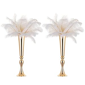 lot 9496 image: Nuptio 2 Pcs 21.9 Height Versatile Metal Wedding Centerpieces Vase, Metal Trumpet Vase, Road Lead for Wedding Party Dinner Centerpiece for Anniversary Ceremony Party Birthday Event Decor