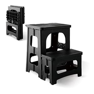 lot 9498 image: Topfun 8 17 Folding 2-Step Stool, Non-Slip Fold Stools for Adults or Kids, Hold up to 300 lbs, Portable Footstool for Kitchen Home Toilet Bedroom Office RV
