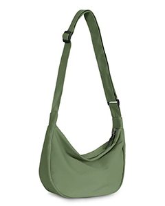 lot 9503 image: Small Sling Crossbody Bag for Women Men, Mini Crescent Bag with Adjustable Strap, 2 Zippers Lightweight Nylon Shoulder Bag