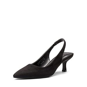 lot 9510 image: DREAM PAIRS Womens SDPU2334W-1 Closed Toe Kitten Heels Pointed Toe Slingback Low Heels Dress Bridal Wedding Pumps Shoes, Size 7, Black Suede