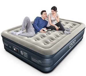 lot 9514 image: iDOO Queen Air Mattress with Built in Pump, Inflatable Mattress for Camping & Guest, Blow Up Mattress, colchon inflable, Airbed - Self Inflating, Foldable, Portable & Comfortable, Air Bed 18 Raised