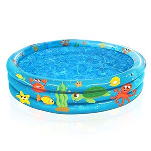 lot 9651 image: JAMBO Kiddie Pool with Inflatable Bottom  48 x 12 Sea Friends Inflatable Kiddie Pool for Kids and Toddlers  Doubles as a Ball Pit & Dog Pool  Great Splash Pool Backyard Water Toys