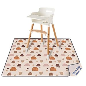 lot 9656 image: Baby Splat Mat for Under High Chair, 51 x 51 Inch Boho Splash Mat, Waterproof and Washable Spill Mat, Anti-Slip Floor Protector