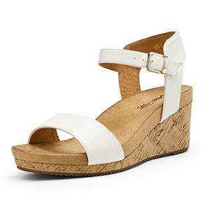 lot 9667 image: DREAM PAIRS Womens White Pu Open Toe Buckle Ankle Strap Platform Wedge Sandals Size 8 M US Nini-8