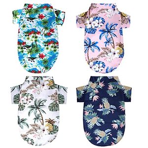 lot 9676 image: Topbuti 3 Pieces Pet Summer T-Shirts Hawaiian Dog Shirts Hawaii Style Floral Polo T-Shirts Hawaiian Printed Pet Cool Beach Clothes Puppy Apparel Sweatshirt for Small Dogs Cats (XX-Large)