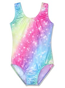 lot 9677 image: HOZIY Rainbow Gymnastics Leotards for Girls Size 6-7 7-8 Pink Blue Purple Multicolored Multicolor Sparkly
