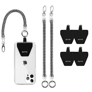 lot 9689 image: OUTXE Phone Lanyard Tether with 4 Patch- 2 Phone Tether, 4 Phone Patch with Adhesive, Compatible with Smartphone- Silver
