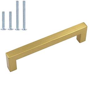 lot 9690 image: homdiy Brass Cabinet Pulls Gold Hardware 15 Pack - HDJ12GD Kitchen Cabinet Handles Brushed Brass Cabinet Pulls 3in(76mm) Hole Centers Dresser Drawer Handles, Cupboard Handles