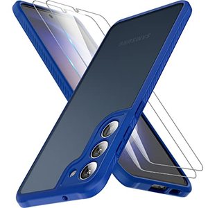 lot 9692 image: TOCOL for Samsung Galaxy S23 Case, with 2 Pack Screen Protector Upgraded Full Camera Protection Military Grade Drop Tested Translucent Matte Hard Back, Non-Slip Case for S23 6.1, Blue
