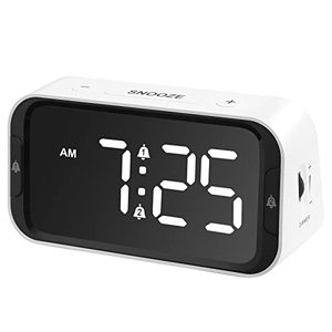 lot 9704 image: AIMILAR LED Digital Alarm Clock for Bedroom Dual Alarm Clocks with Snooze for Heavy Sleepers Adults Kids with USB Port for Charging 10100dB Adjustable Volume and 0100% Dimmer Level