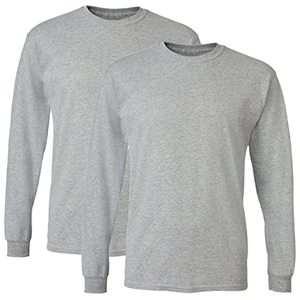 lot 9707 image: Gildan Mens DryBlend Long Sleeve T-Shirt, Style G8400, 2-Pack, Sport Grey, Small