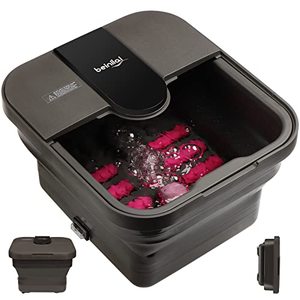 lot 9732 image: Beinilai Collapsible Pedicure Foot Spa with Heat and Massage and Bubble Jets,Foot Soak Tub with 6 Foot Rollers,Acupressure Massage Points,Red Light and Removable Pumice Stone(Dark Grey)
