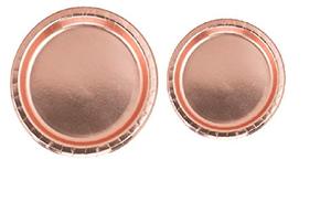 lot 9734 image: Oojami 9 Inch & 7 Inch Paper Plates Ideal for Birthday, Party, Retirement, Gender Reveal Disposable Dinner and Dessert Plates (Rose Gold)