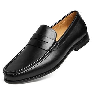 lot 9739 image: 100% Genuine Leather Dress Shoes for Men Penny Loafers for Men Black US 10.5