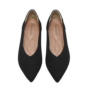 lot 9741 image: Semwiss Womens Ballet Flats Comfortable Casual Dressy Shoes,Work Flats Office Shoes Pointed Toe Leopard Flats Black Size 8.5