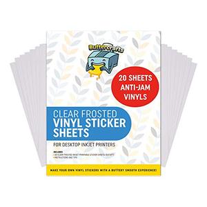 lot 9765 image: Clear Printable Vinyl for Inkjet Printer (Clear Sticker Paper  Waterproof  20 Sheets) - Transparent Inkjet Printable Vinyl Sticker Paper Avoid Jams for Printers  Transparent Sticker Paper
