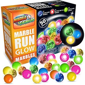 lot 9773 image: Marble Genius Marble Glow Run Race Track Set Glow in The Dark, STEM Educational Building Block Toy, Includes an Instruction App Access & Full Color Instruction Manual, Great Gift for Kids, Marbles