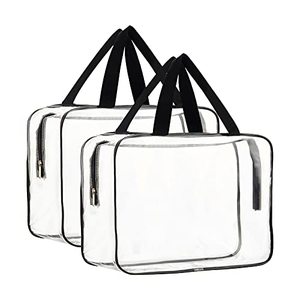 lot 9778 image: HAOGUAGUA 2 Pieces Large Clear Makeup Cosmetic Toiletry Organizer Bag, Clear Plastic Tote Bags, Waterproof Transparent Small Clear Handbag Purse