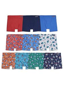 lot 9786 image: Fruit of the Loom boys Tag Free Cotton Boxer Briefs, Toddler - 10 Pack Traditional Fly Covered Waist, 4-5T US