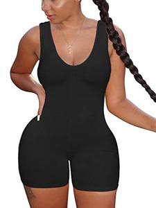 lot 24042 image: XXTAXN Womens Sexy One Piece Sleeveless V Neck Tank Top Rompers Short Bodycon Jumpsuit Black
