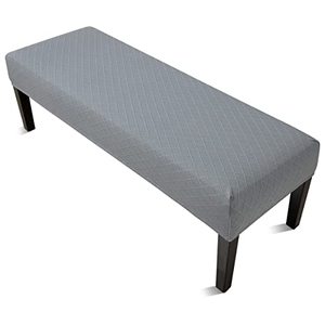 lot 24144 image: YISUN Jacquard Dining Room Bench Covers, Stretch Spandex Upholstered Bench Slipcover Removable Washable Anti-Dust Dining Bench Protectors (Light Grey)