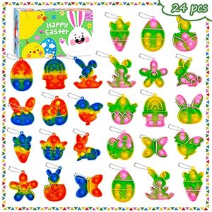 lot 24326 image: 24Pcs Easter Mini Pop Keychain, Fidget Bubble Toys, Easter Basket Stuffers, Egg Fillers Gifts, Easter Hunt Party Favors for Kids Boys Girls Teens