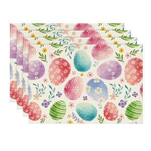 lot 24334 image: Artoid Mode Watercolour Eggs Easter Placemats Set of 4, 12x18 Inch Seasonal Spring Table Mats for Party Kitchen Dining Decoration