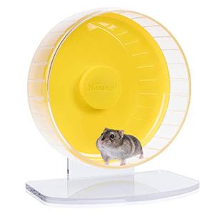 lot 24345 image: Niteangel Super-Silent Hamster Exercise Wheels - Quiet Spinner Hamster Running Wheels with Adjustable Stand for Hamsters Gerbils Mice Or Other Small Animals (S, Lemon Yellow)