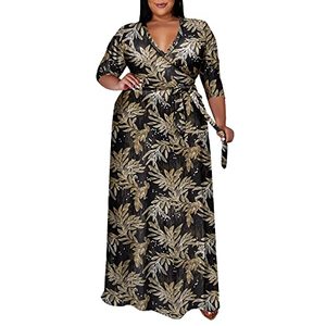 lot 24471 image: Runwind Plus Size Maxi Dress for Women Floral Print 34 Sleeve Casual Dresses XL-6XL