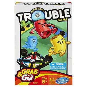 lot 24522 image: Hasbro Gaming Pop-O-Matic Trouble Grab & Go Game (Travel Size)