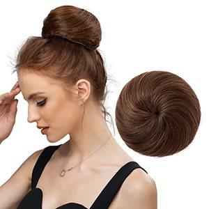 lot 24537 image: SARLA Hair Buns Extensions Light Brown Fake Drawstring Ballet Bun Hair Pieces for Women Girls Lady Synthetic Updo Donut Chignon
