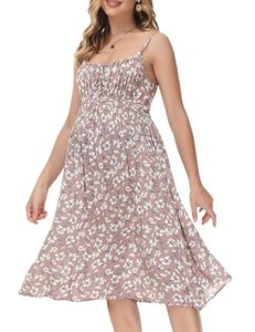 lot 24607 image: Maternity Smocked Waist Dress Baby Shower Dress for Summer Vacation Purple S