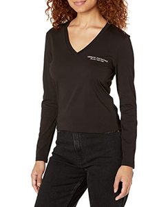 lot 24627 image: AX ARMANI EXCHANGE Womens MilanoNew York Logo Long Sleeve Slim Fit T-Shirt, Black, XXL
