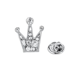 lot 24651 image: Luxury Metal Crown Brooch For Women Men Fashion Crystal Beautiful Cute Pin Necktie Clip Collar Decoration Christmas Gifts (Silver)