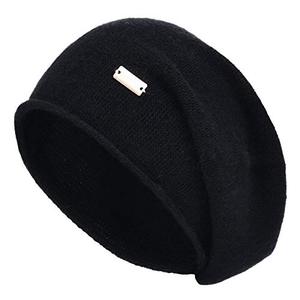 lot 24652 image: jaxmonoy Cashmere Hat Knit Slouchy Beanies for Women Winter Soft Warm Ladies Wool Knitted Skull Beanies Cap - Black