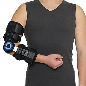 lot 24709 image: Orthomen Hinged ROM Elbow Brace, Adjustable Post OP Elbow Brace Stabilizer Splint Arm Injury Recovery Support After Surgery (Right)