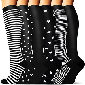 lot 24746 image: Compression Socks Women & Men 20-30mmHg - Best Support for Running,Sports,Hiking,Flight Travel,Circulation (6 Pairs, Small-Medium)