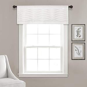 lot 24750 image: Lush Decor, 18� x 52�, White Wave Texture Valance  Pleated Ruffle Fold Window Kitchen Curtain (Single)