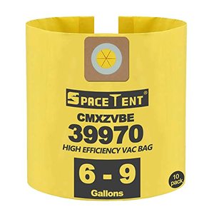 lot 25003 image: SpaceTent 10 Pack CMXZVBE39970 Filter Bags for CRAFTSMAN 6 and 9 Gallon Vacs, Part# 39970 CMXZVBE39970, Fine Dust Bag