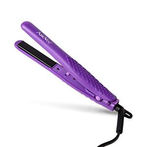 lot 25006 image: AmoVee Mini Flat Iron Smart Ceramic Tourmaline Hair Straightener Negative Ionic Technology with Heat Resistant Glove for Travel, 12 Inch, 110V - 240V, Purple