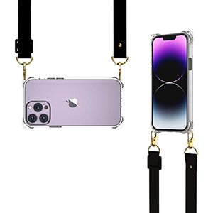 lot 25013 image: Wuwedo for iPhone 14 Pro Clear Case with Crossbody Strap, Slim Fit Shockproof Protective Phone Case with Anti-Lost Detachable Adjustable Shoulder Neck Lanyard Strap for Girls and Women