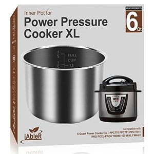 lot 25065 image: Genuine 6Qt Power Cooker XL Replacement Inner Pot Compatible with 6 Quart Power Pressure Cooker PPC770 PPC771 PPC770-1 PRO PCXL-PRO6 YBD60-100 WAL1 WAL2 Stainless Steel Inner Pot Parts - 6 QT