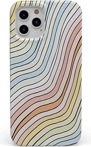 lot 25101 image: Casely iPhone 12 Pro Max Case  Ride The Wave  Pastel Rainbow Lined Case